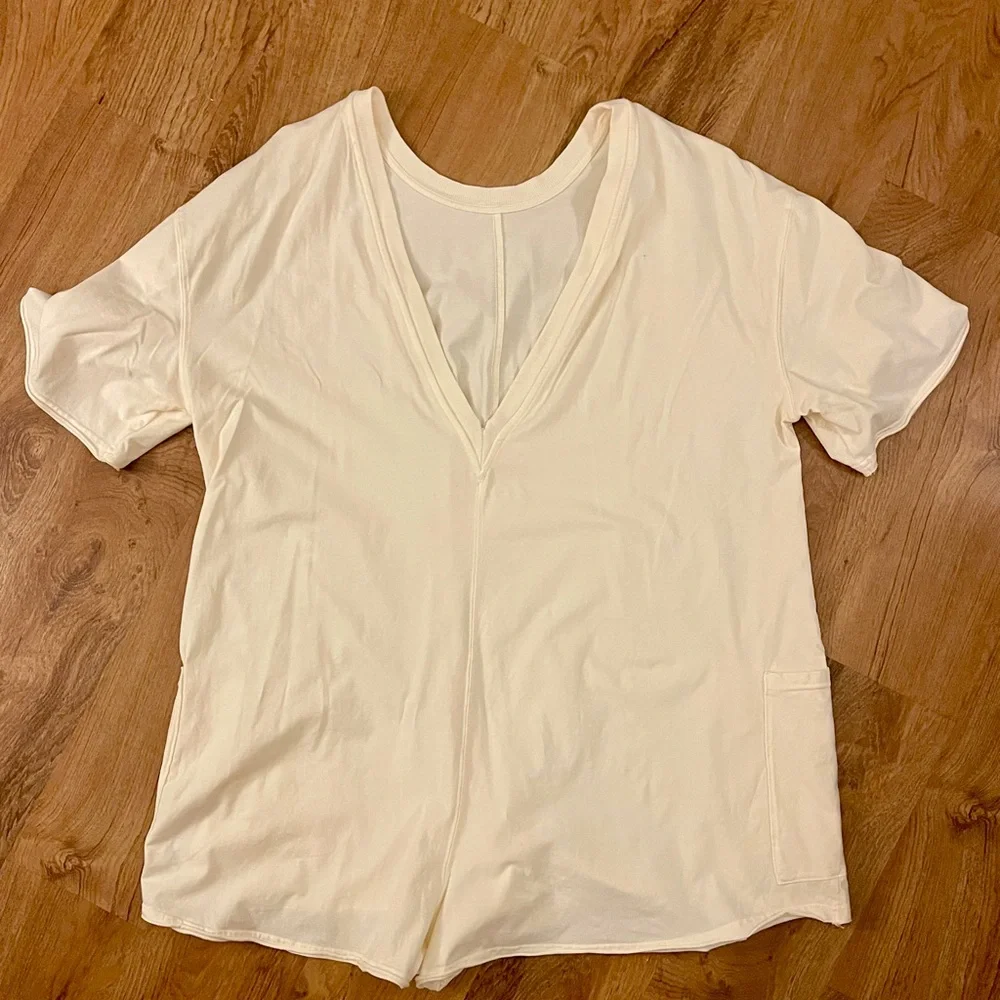 FP Movement by Free People Cream Hot Shot Tee Romper - Picture 2 of 5